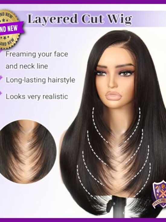 22 Inch Glueless Synthetic Lace Front Wig, Pre-Styled Layered Cut, Wear & Go main image 6